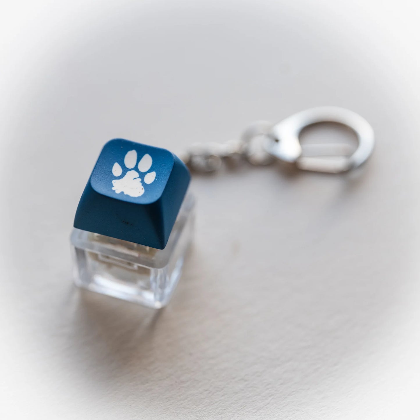 Blue Paw Clicky Keychain - pressable keyboard-key fidget toy with paw print by PlayGay