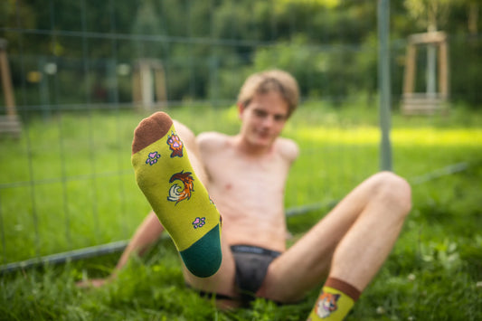 Green Furry Wolf - Art Socks