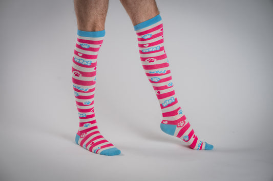 Nya! Striped - Pink Overknee Socks